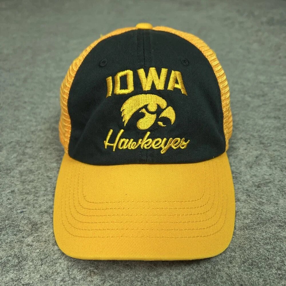 Iowa Hawkeyes Hat Cap Snap Back Mens Black Yellow NCAA Football Trucker Mesh
